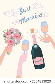 Just married. Vector illustration for wedding concept and other uses