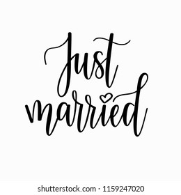 Just married vector romantic wedding calligraphy design