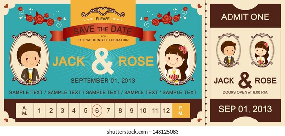 Just Married : Vintage Wedding Ticket Invitation 