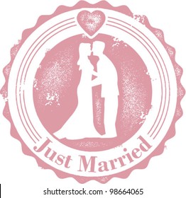 Just Married Wedding Couple Stamp