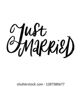 JUST MARRIED. WEDDING LETTERING. VECTOR HAND LETTERING