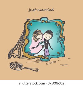 just married.sketch style.