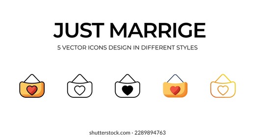 Nur die Verheiratung Icon Design in Fünf-Stil mit Editable Stroke. Linie, feste, flache Linie, Duo Tone Farbe und Farbverlauf Linie. Geeignet für Webpage, Mobile App, UI, UX und GUI Design.