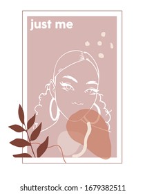 Just me slogan print with girl sketch - Vector