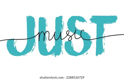 Just music. One line continuous word music. Vector illustration.