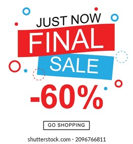 Jetzt Final Sale -60% Promotion Design Banner. Vektordesign