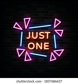 Just One neon text vector