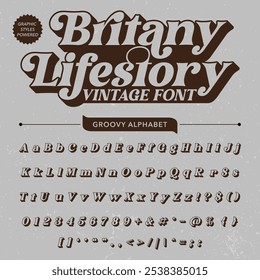 Just outline Britany Lifestory seri Groove Retro Vintage Display Bold Font alphabet