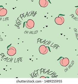 Just Peachy Seamless Pattern for Tshirt Graphic Vector Print