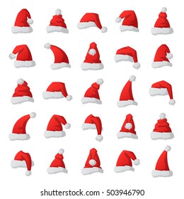 Just red christmas santa hat at white background