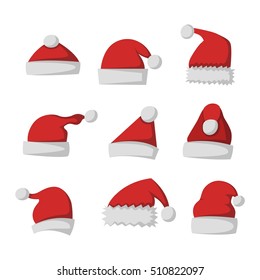 Just red christmas santa hat at white background
