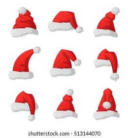 Just red christmas santa hat at white background