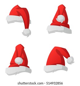 Just red christmas santa hat at white background