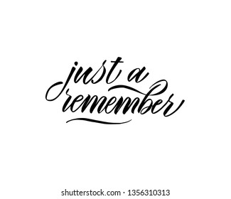 Just a remember Hand Lettering - Typographical Background Set with ornaments, hearts, ribbon, angel and arrow