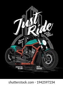 just ride, big power engine motor illustration