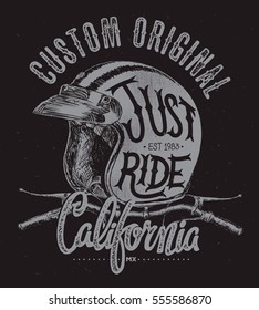 Just ride helmet with handle bar, t shirt print