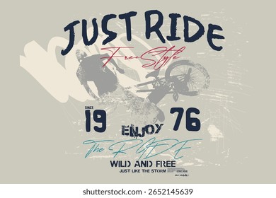 Basta montar slogan gráfico, slogan de bicicleta graffityTee, t-shirt gráficos impressão vetor ilustração, com bicicleta ilustração arte tees, Tipografia urbana hipster rua arte para Tees.eps8