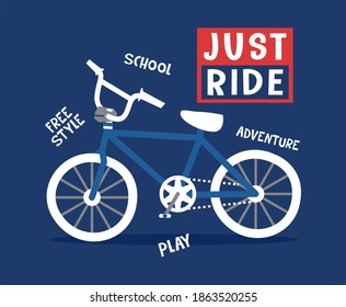 Just Ride Typography Flat Design Bicycle Stock Vector (Royalty Free ...