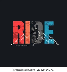  JUST RIDE,TYPOGRAPHY DESIGN T-SHIRT PRINT.