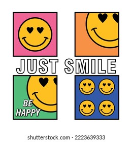 just smile, girls graphic t shirts vector designs and other uses.