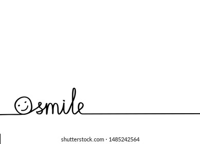 Just Smiling hand drawn word for possitive banner or poster with smile face on white, stock vector illustration