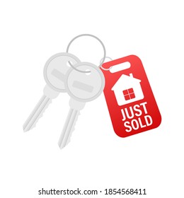 Just sold key on white background. Vector stock illustration.