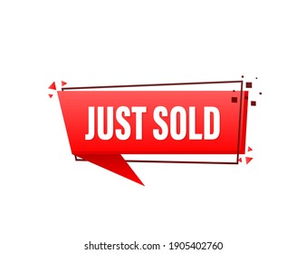 Just sold red label on white background. Vector illustration.
