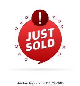 Just sold red label on white background. Vector illustration