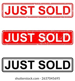 Just sold stamped grunge icon vector for real estate, clearance, or limited product label. Ideal for marketing materials, online shops, and sale sticker overlays.