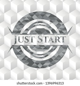 Just Start grey emblem with cube white background