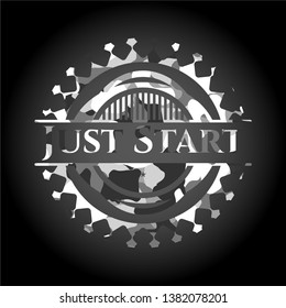 Just Start on grey camouflaged pattern