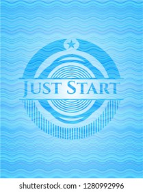 Just Start water wave representation badge background.