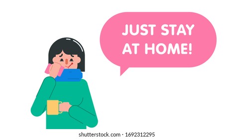 Just stay at home background illustration vector