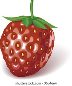 Just a strawberry on a white background.