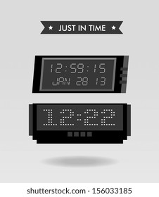 just in time design  over beige background vector illustration