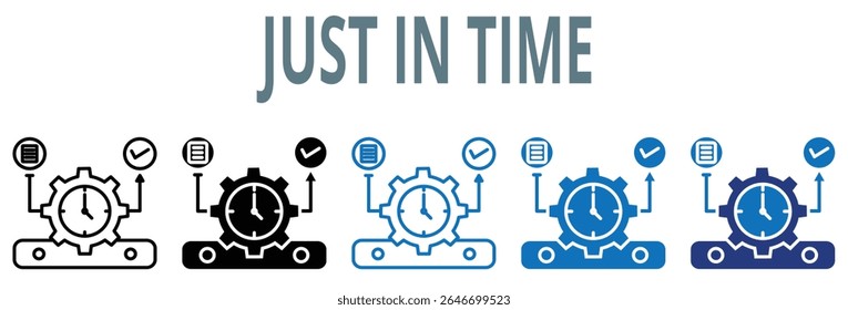 just in time, icon, vector, illustration, global, manufacturing, just in time, production, management, methodology, system