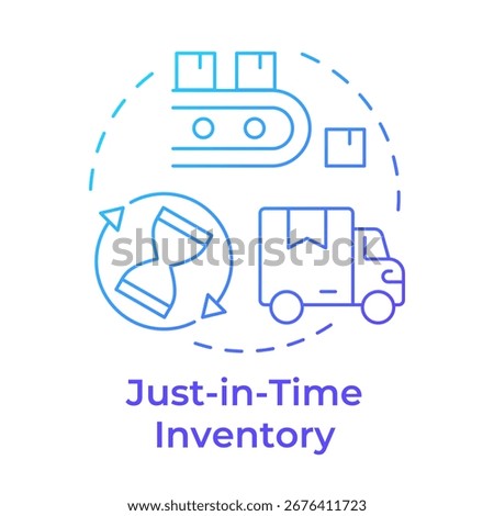 Just in time inventory blue gradient concept icon. Reserving materials for actual need. Resources management. Round shape line illustration. Abstract idea. Graphic design. Easy to use in article