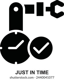 just in time, manufacturing, production, time efficiency, in time, productivity expanded solid or glyph style icon for web mobile app presentation printing