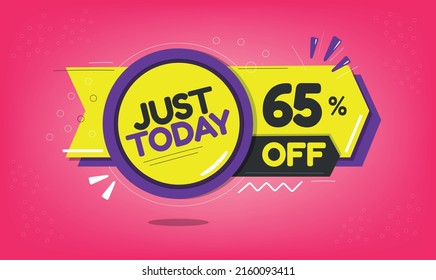 Nur noch heute, 65 % Rabatt nur noch heute, 65 %, Promotion-Verkauf und Marketing, Rabatt-Tag und Symbol