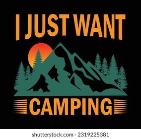 Solo quiero acampar el diseño de camisetas