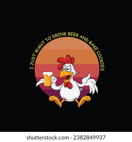 i just want to drink beer and bake cookies chicken Christmas t shirt free vector design , santa clause, 