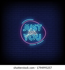 Just For You Neon Signs Style Text Vector