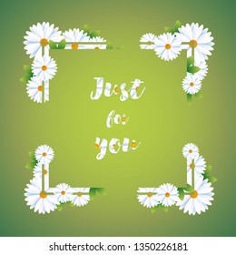 Just for you vector illustration. Lettering with colorful floral frame.