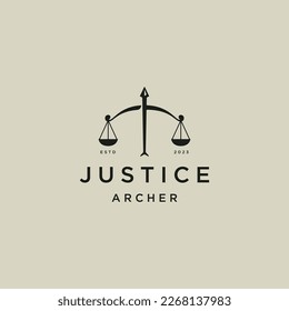 Justicia de la plantilla de diseño del logotipo del arqueador vector plano