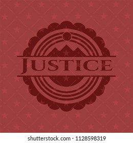 Justice badge with red background