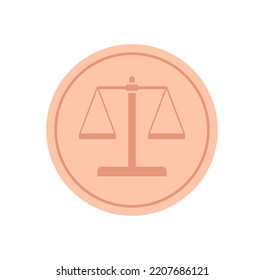 Justice Badge And Simple Style Retro Gold Scales Symbol For Measure Justice Concept Flat Vector Illustration.