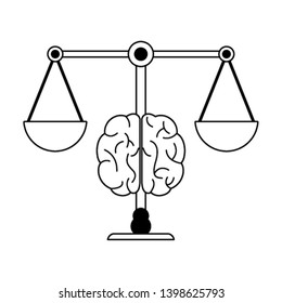 Justice Balance Brain Symbol Black White Stock Vector (Royalty Free ...