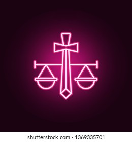 Justice, balance neon icon. Elements of Law & Justice set. Simple icon for websites, web design, mobile app, info graphics