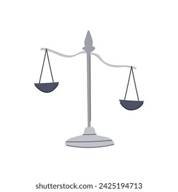 caricatura de la escala de equilibrio de justicia. comparación igualitaria, juez de equilibrio, dinero en la escala de equilibrio de justicia signo. símbolo aislado ilustración vectorial