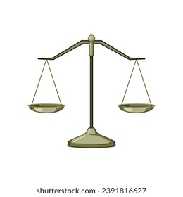 justice balance scale cartoon. judge legal, court brass, lawyer im justice balance scale sign. isolated symbol vector illustration